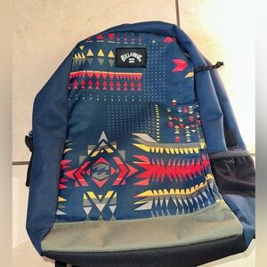 Billabong Men's Blue and Red Patterned Backpack